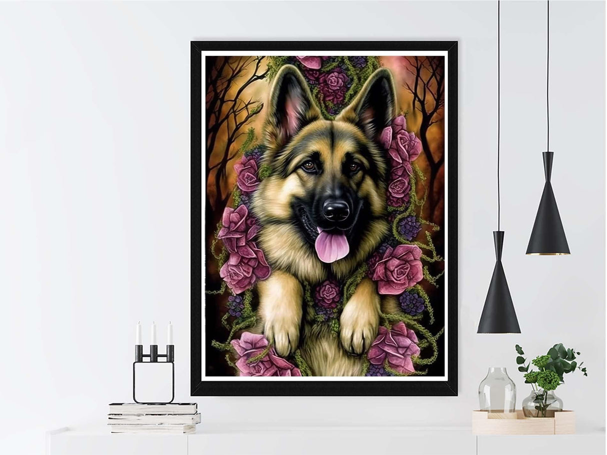 VAIIEYO 5D Diamond Art Kits for Adults Dog, Diamond Painting Animal Puppy, Paint by Numbers Full Drill Round Rhinestone Craft Canvas for Home Wall Decor Gift 12x16 inch VAIIEYO