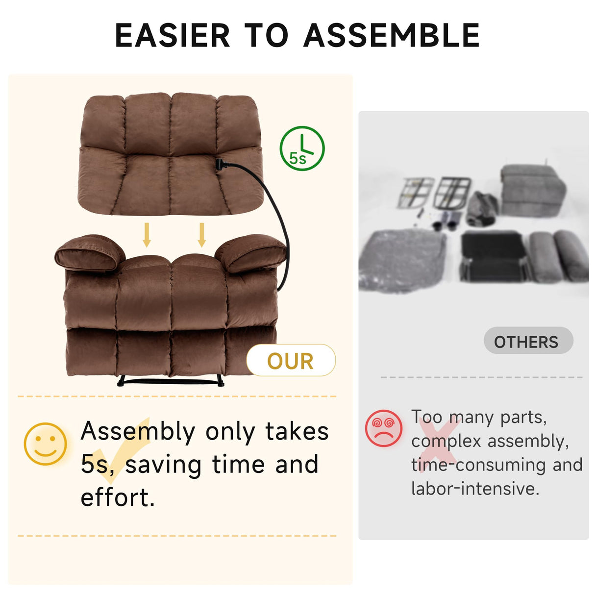 GNMLP2020 Oversized Recliner Chair, Big Mans Recliner Chairs for Adults 400LBS, Extra Wide Recliners for Tall Man, Large Recliner Chair for Living Room, Brown GNMLP2020