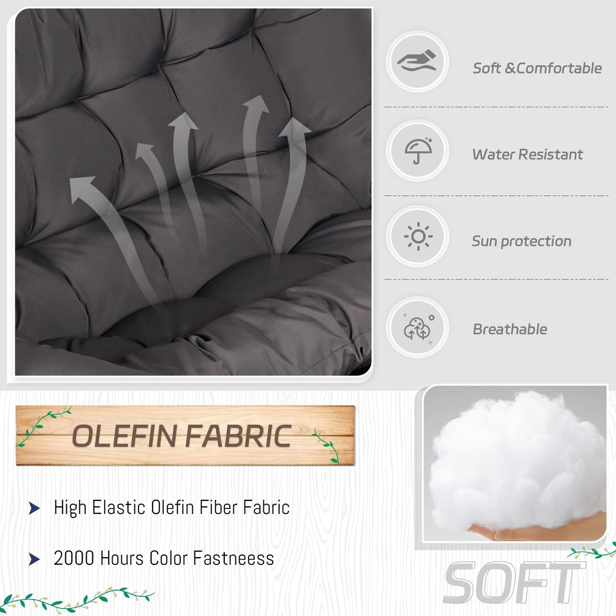 BLUEXYARD Extra Large Double Hanging Egg Chair with Stand, 2 Person Outdoor Indoor Swing Chair, 700 Lbs Heavy‑Duty Wicker Hammock Loveseat with Cushion for Patio Balcony Backyard, Dark Gray BULEXYARD