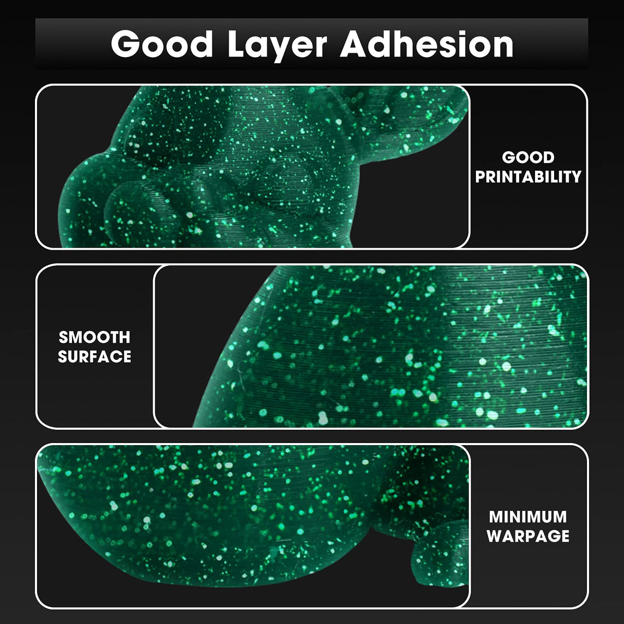 eSUN eStars PLA Luminous 3D Printer Filament, 1.75mm 1KG Spool Upgrade Strong Glow in The Dark Shiny PLA for 3D Printers, Luminous Shiny Galaxy Black eSUN