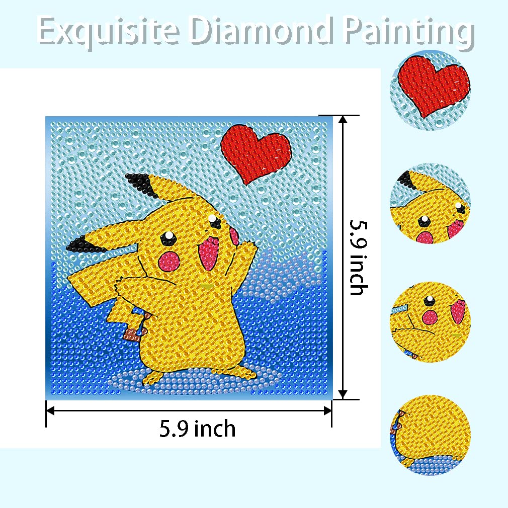 LWZAYS 6 Pieces Diamond Painting Kits for Kids Diamond Art Gem by Number Kits Arts and Crafts for Kids Ages 8-12 Mosaic DIY Full Drill Painting Kits for Home Wall Decor 6" X 6" LWZAYS