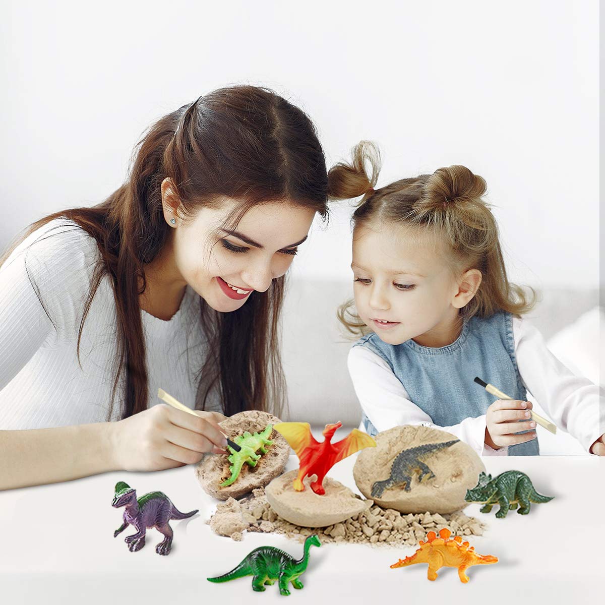 BIGEAR Easter Dinosaur Eggs Excavation Dig Kit - Dinosaur Toys for Kids - Break Open 12 Dinosaur Eggs and Discover 12 Cute Dinosaurs - Archaeology Preschool Science STEM Crafts Birthday Gifts for Boys Bigear