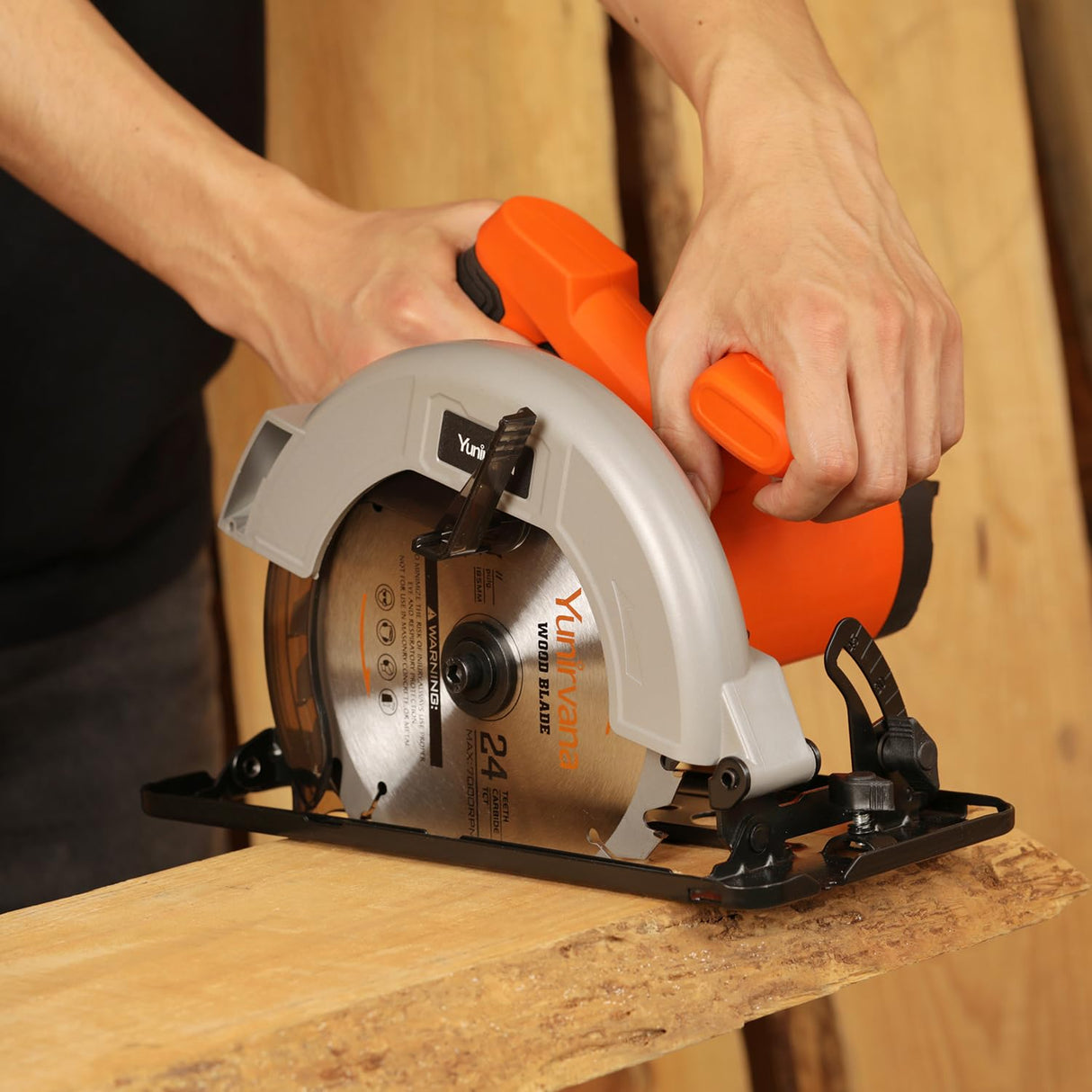 Yunirvana 11 Amp Corded Circular Saw with Circular Saw Blade, 6000RPM, Adjustable Cutting Depth, 7-1/4 Inch Blade, Ideal for Wood and Plastic Cuts, Professional Carpentry Tool for Precision Cutting Yunirvana