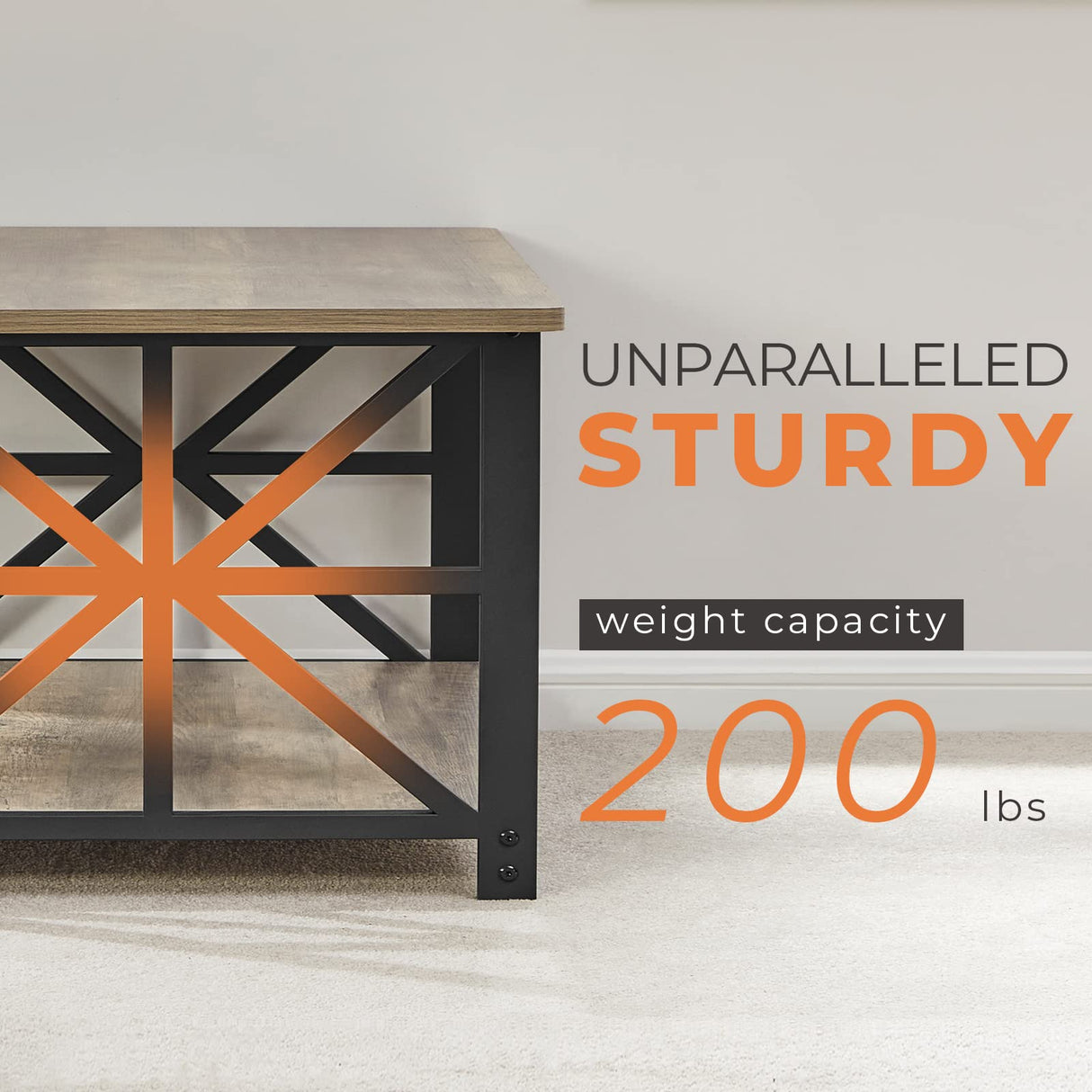 GreenForest Coffee Table for Living Room with Round Corners Farmhouse Style Center Table with Storage Shelf 39 Inch Space Saving Easy Assembly Gray Wash GreenForest