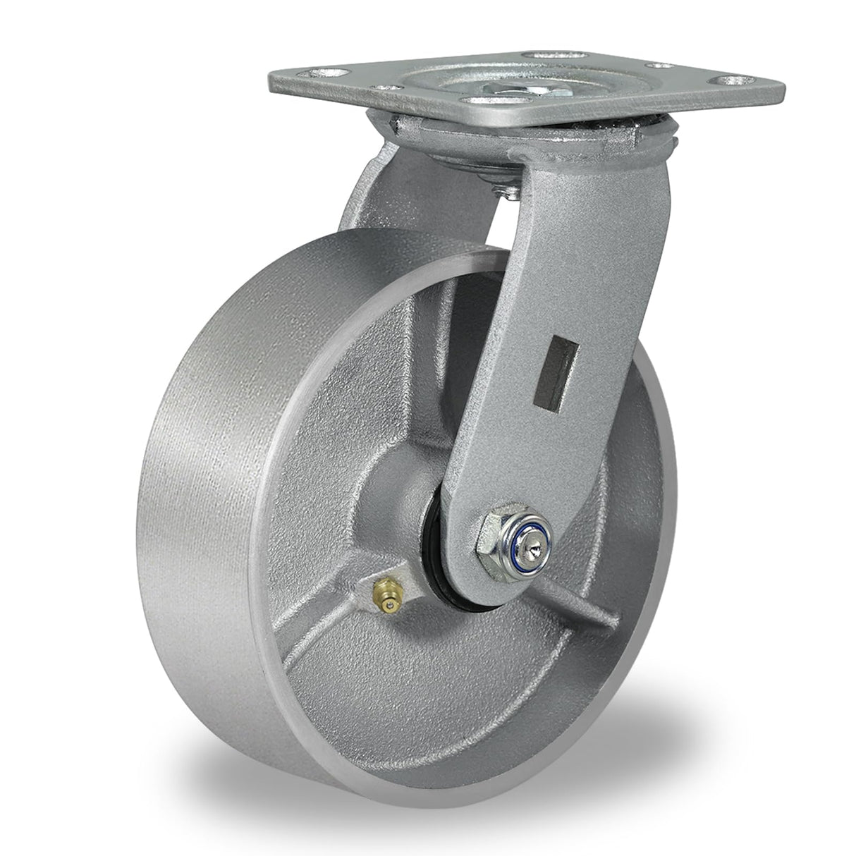 CWfutureparts 6" x 2" Heavy Duty Industrial Casters, 1250 lbs Load Capacity, Swivel Caster Wheels with Roller Bearing - Semi Steel Cast Iron Wheels for Workbench,Pallet Trucks (1 Pack) CWfutureparts