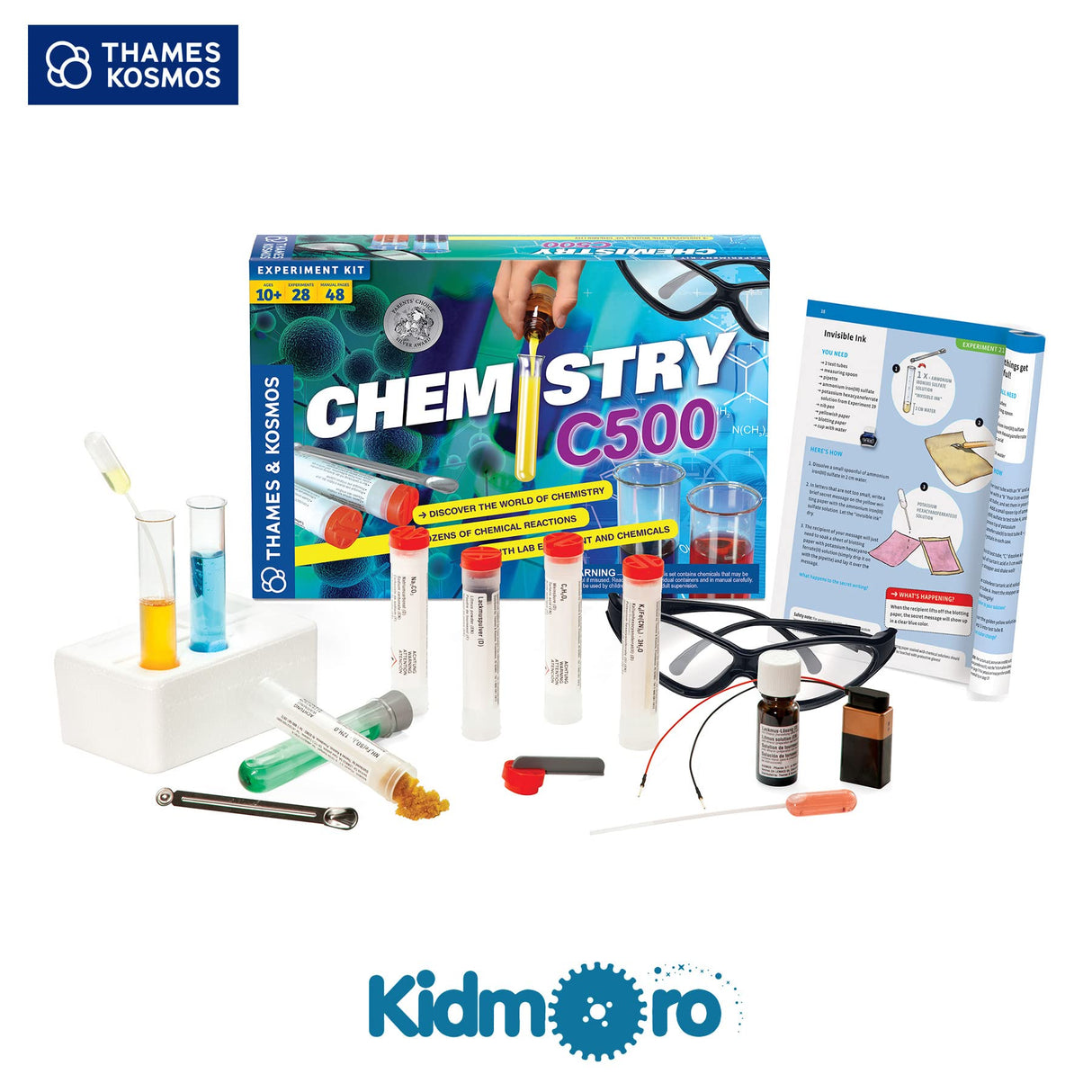 Thames & Kosmos Chemistry Chem C500 Science Kit with 28 Guided Experiments 48 Page Science Guide Parents’ Choice Silver Award Winner, 13.1" L x 2.6" W x 8.9" H Thames & Kosmos