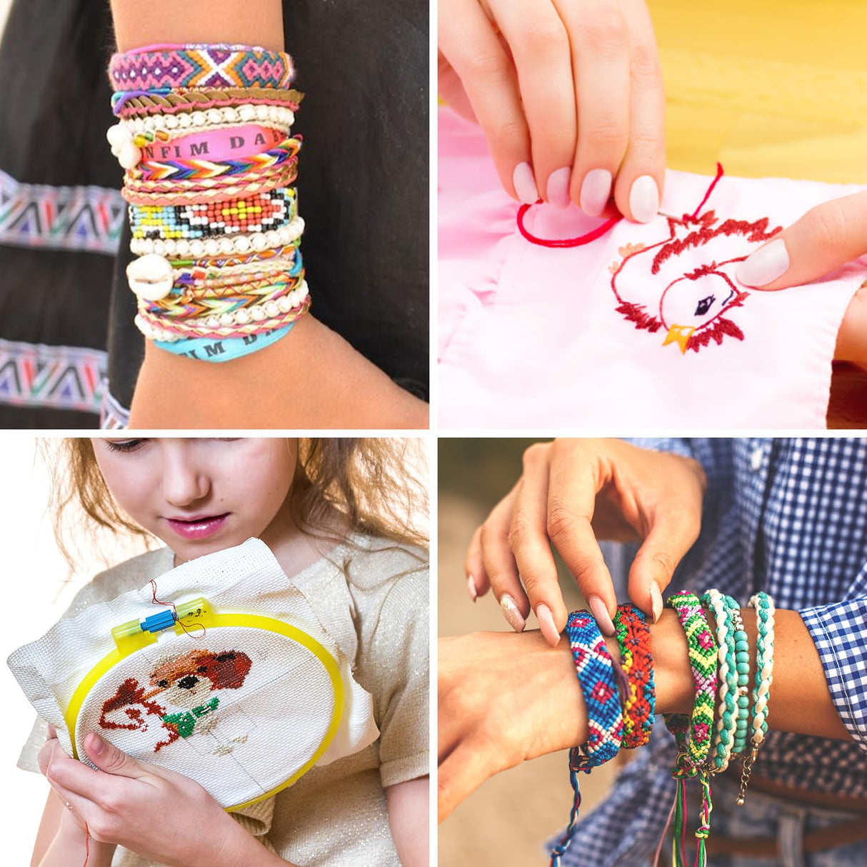 VICOVI Embroidery Thread Kit Including 200 Skeins Embroidery Floss 30 Skeins White & Black Embroidery Thread Cross Stitch Tool for Friendship Bracelets Arts DIY Crafts with 4-Tier Transparent Box VICOVI