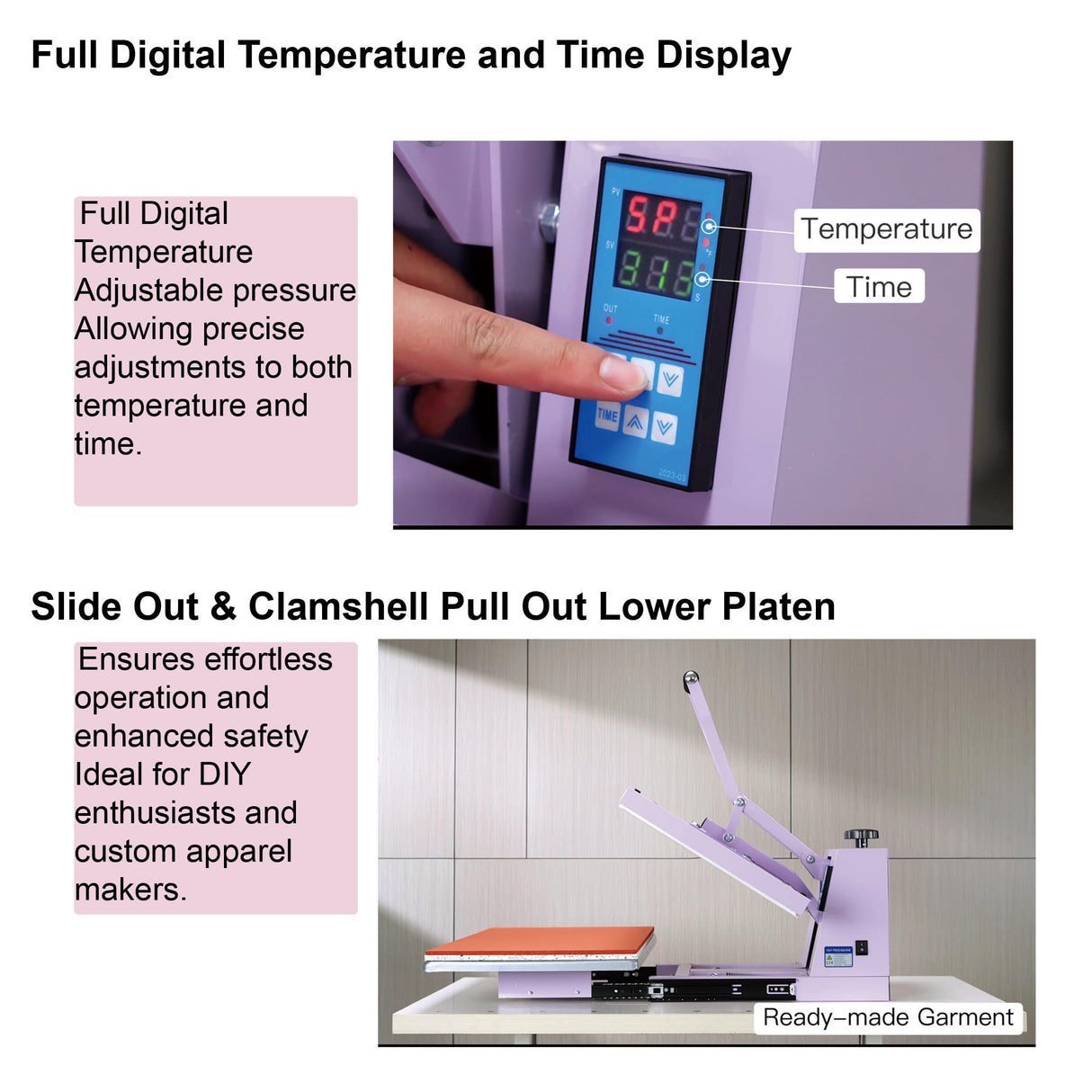 Ginkartu Ginkartu 16" x 24" Slide Out Heat Press Machine for T Shirts, Clamshell Pull Out Platen, Industrial Digital Sublimation Printer for Heat Transfer Vinyl, DIY& Small Business (Purple, L16*W24) Ginkartu