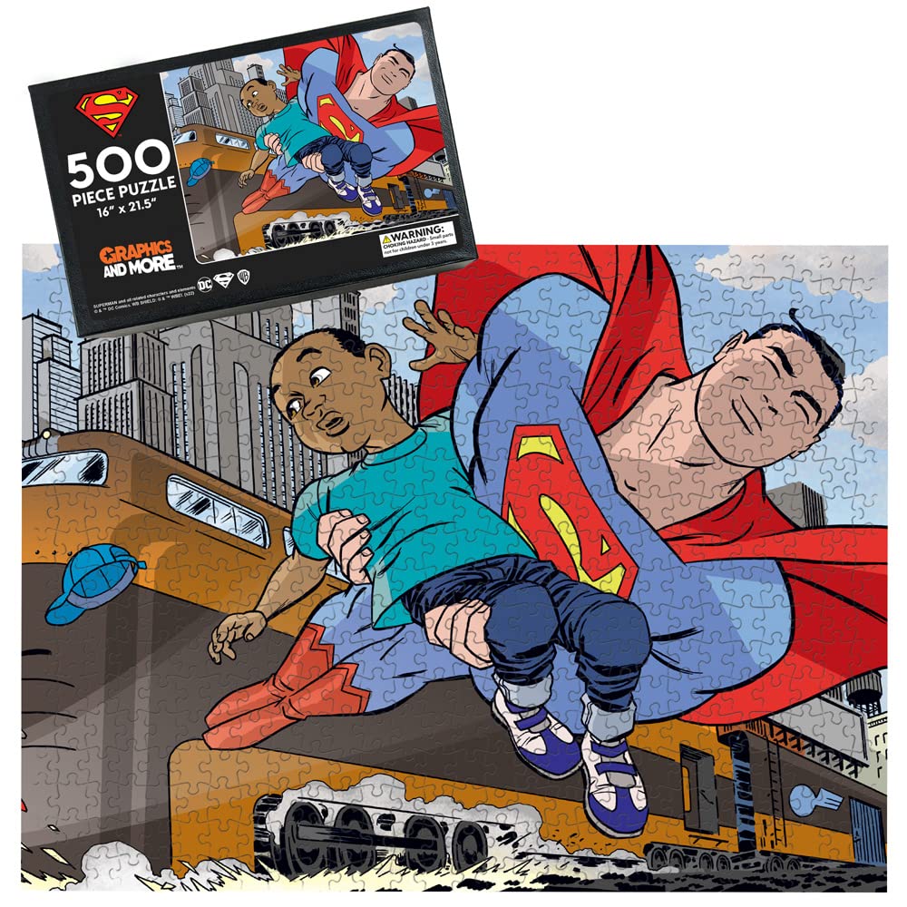 Superman Saves He Day 500 Piece Jigsaw Puzzle for Adults, 16" L X 21.5" W GRAPHICS & MORE