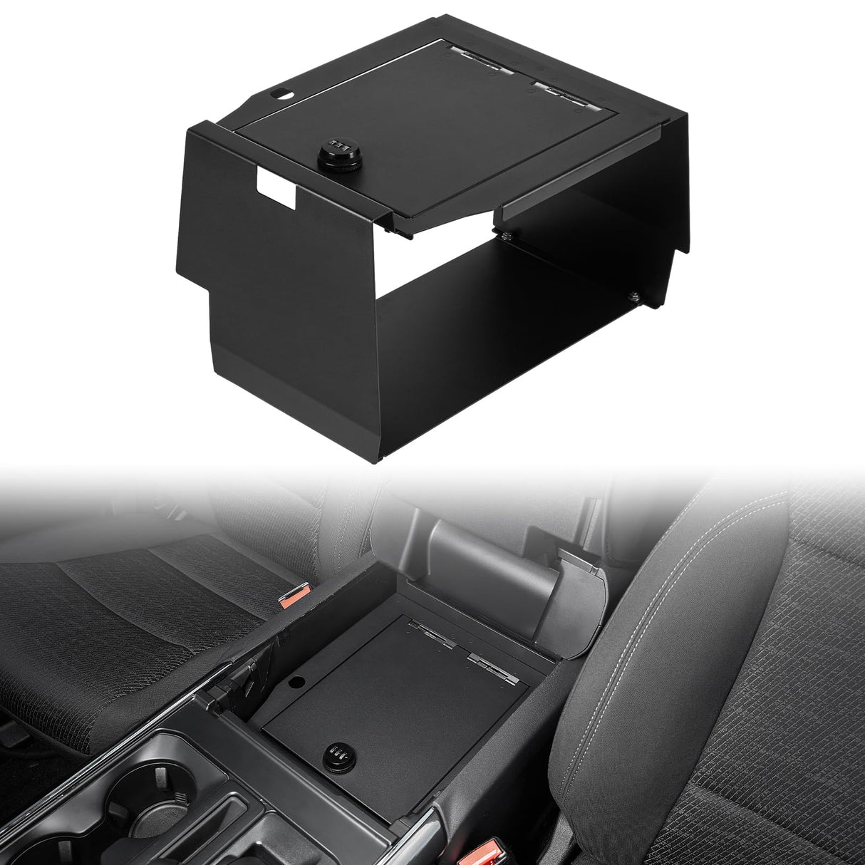 JOYTUTUS Center Console Safe Lock Box Compatible with 2021-2025 F150 Center Console Gun Safe Armrest Lockbox with 3 Digit Combo Code Lock F150 Accessories JOYTUTUS