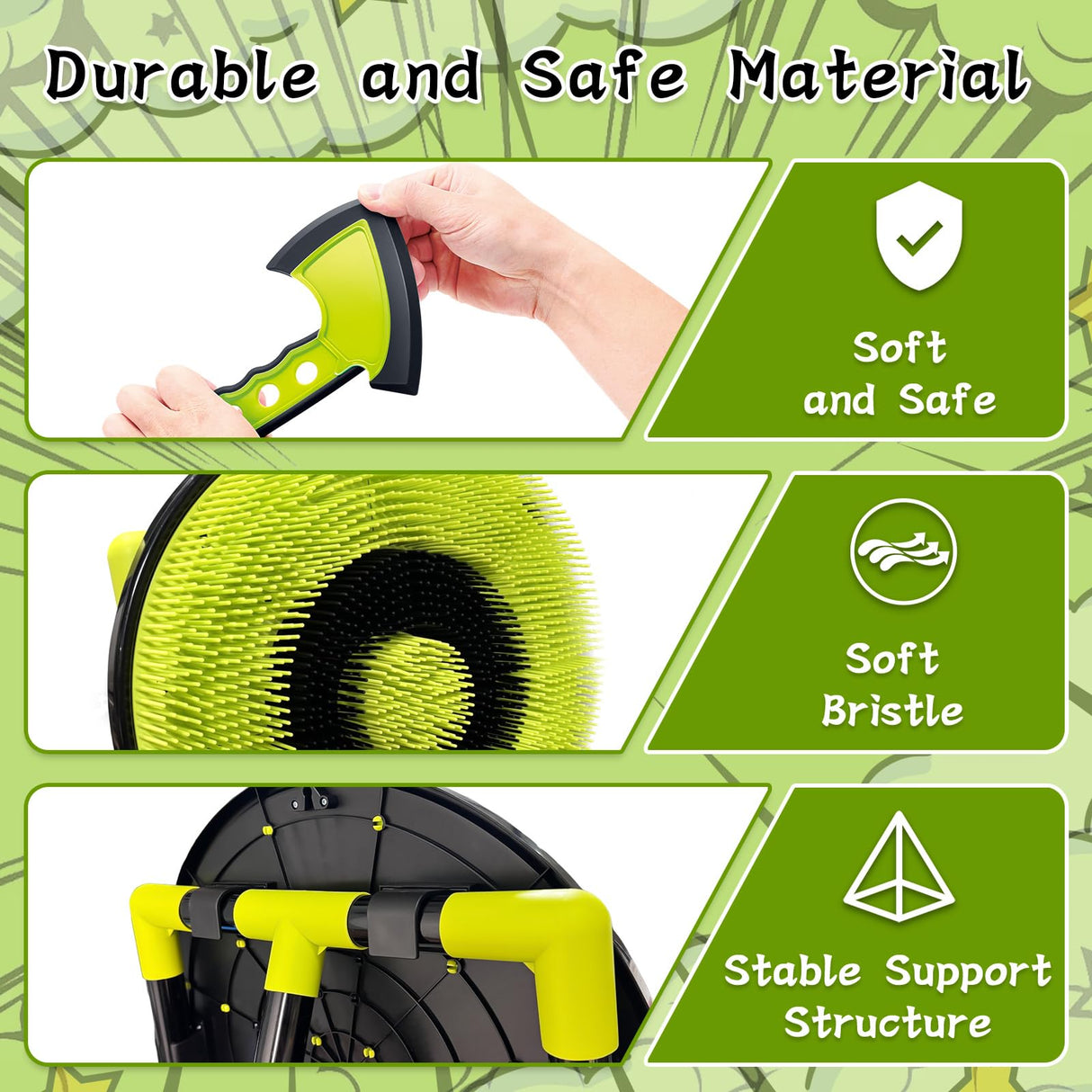 Hitish 4 in 1 Axe Throwing Target Set for Backyard Kids Adults, Includes Bristle Target, Bow & 5 Arrow, 3 Throwing Axes, 3 Ninja Stars, 6 Darts, Safe Plastic for Indoor & Outdoor Hitish