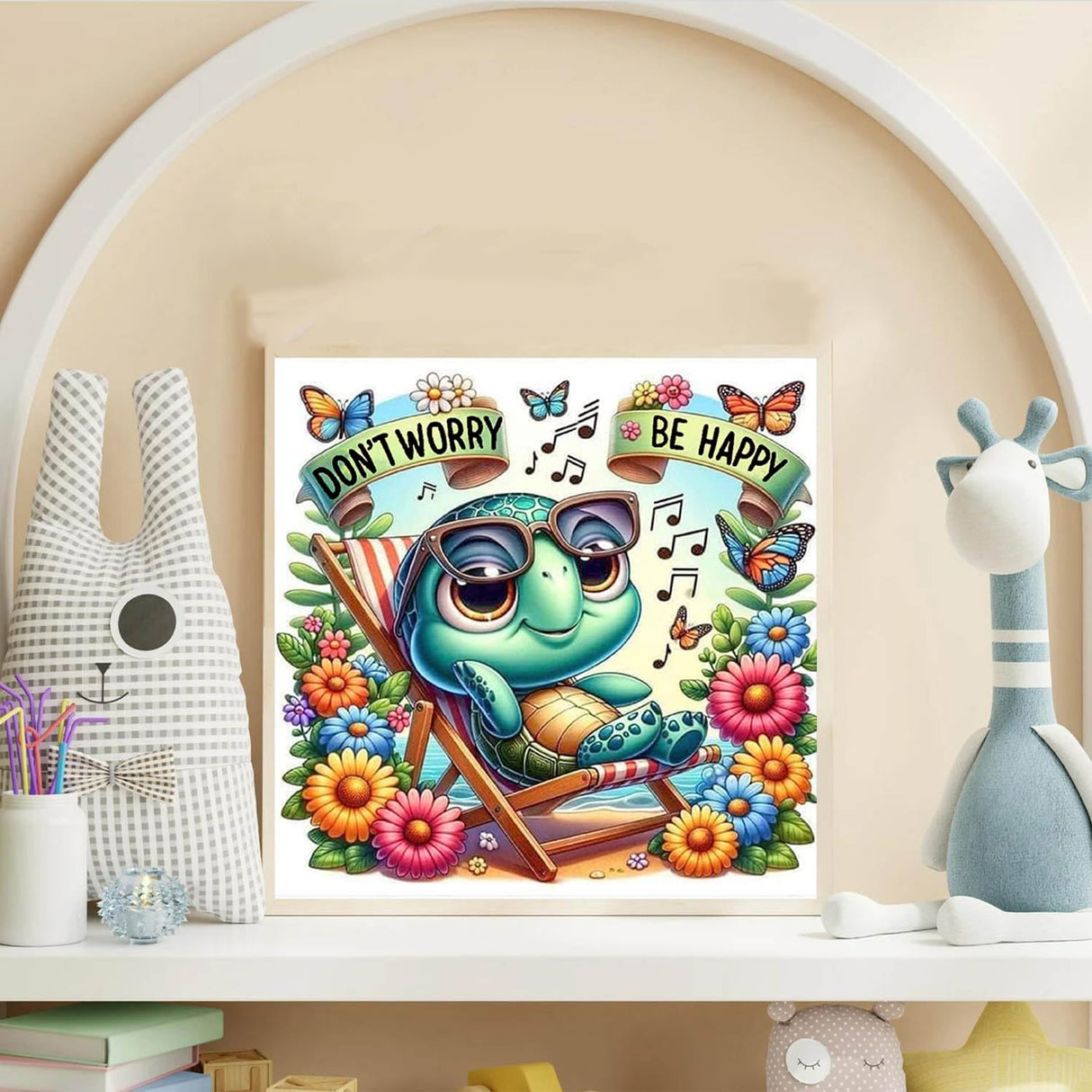 Lophomie Diamond Art Kits for Adults, 5D DIY Turtle Diamond Painting Kits for Adults Beginners, Diamond Dots Kits Gem Arts Crafts for Home Wall Decor 14x14 Inch(Don't Worry, Be Happy) Lophomie