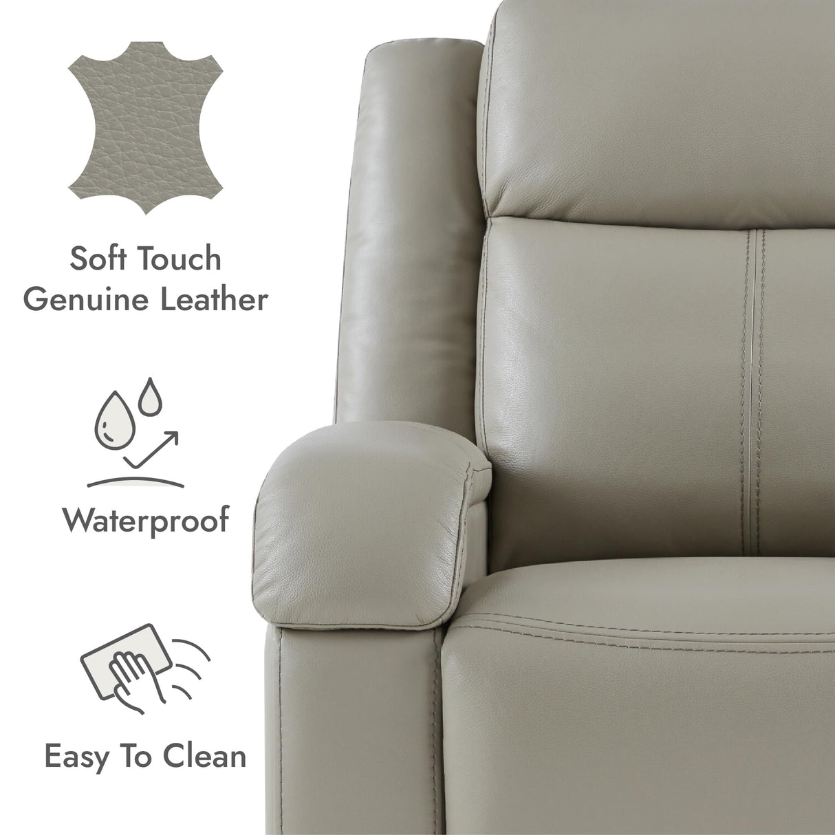 Watson & Whitely Genuine Leather Power Recliner Chairs for Adults, Wall Hugger RV Recliner with Power Headrest & Charging Ports, Electric Recliner Sofa Chair for Living Room, Grey Watson & Whitely