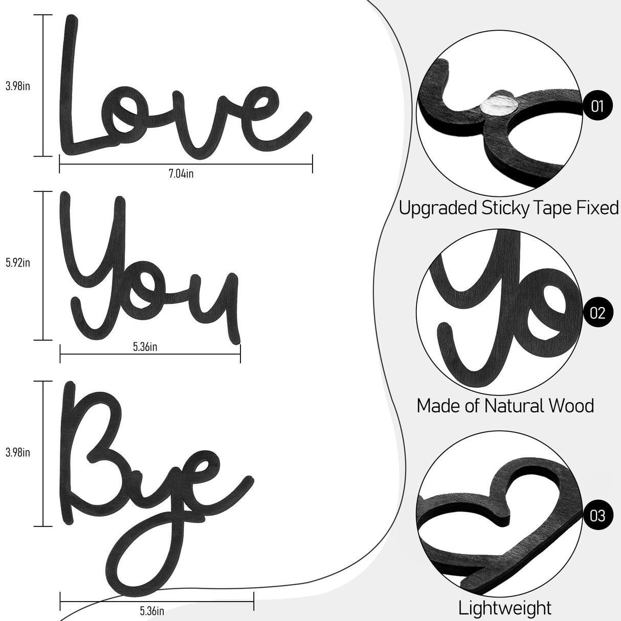 Fttoyoly Love You Bye Sign Above Door, Love You Bye Wooden Wall Decor Farmhouse Boho Home Decor Heartfelt Message for Your Family Lovers Wall Art Gifts Hallway Entryway Fttoyoly