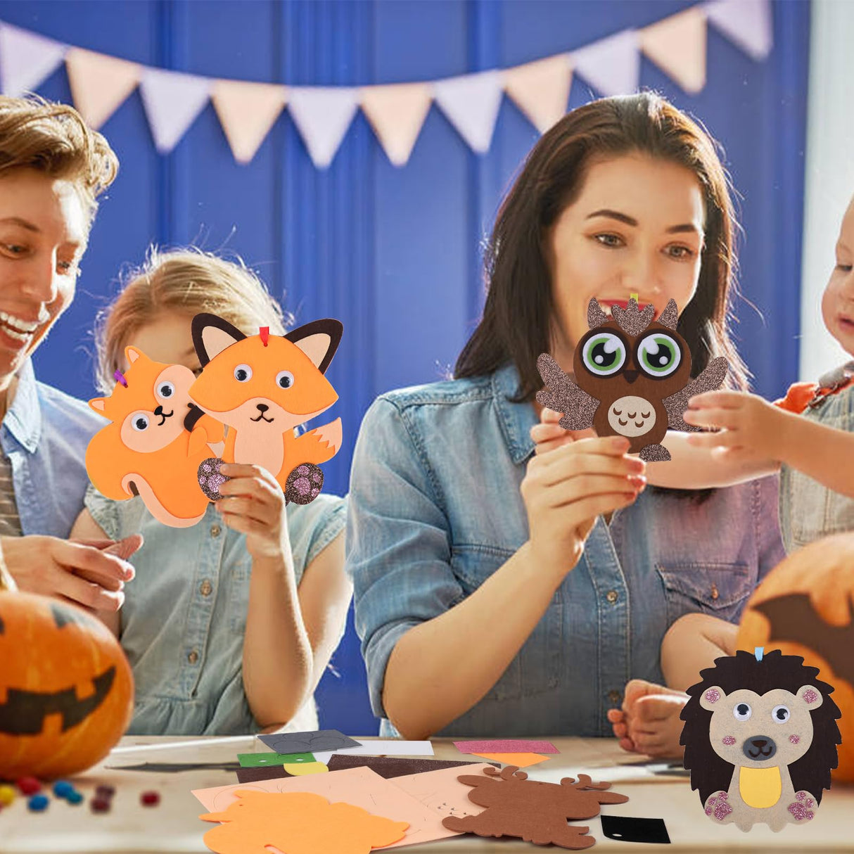 DIYASY 12 Pcs Fall Animal Craft for Kids, Make You Own Animal Foam Stickers Thanksgiving Craft Kits Arts and Crafts DIY Kid Friendly Autumn Decorations Games Party Activities Supplies Age 3-5 4-8 DIYASY