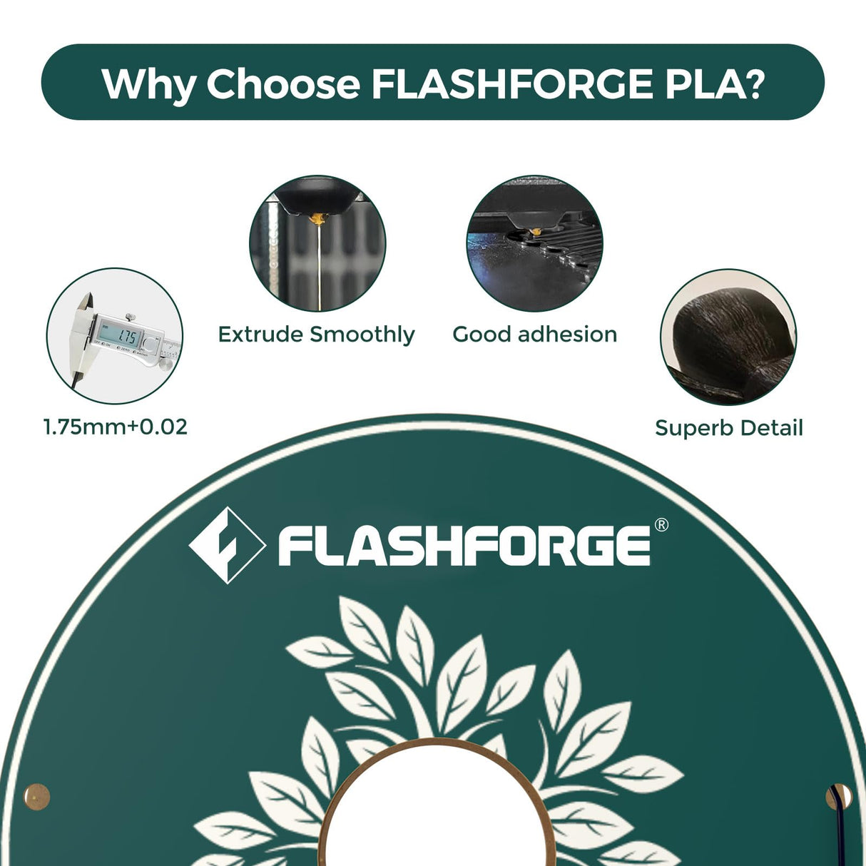 FLASHFORGE PLA Filament 1.75mm Black, 3D Printer Filament Bundle 2kg (4.4lbs) Cardboard Spool, Dimensional Accuracy +/- 0.02mm, 3D Printing Filament Easy to Use and Fits for Most FDM 3D Printers FLASHFORGE