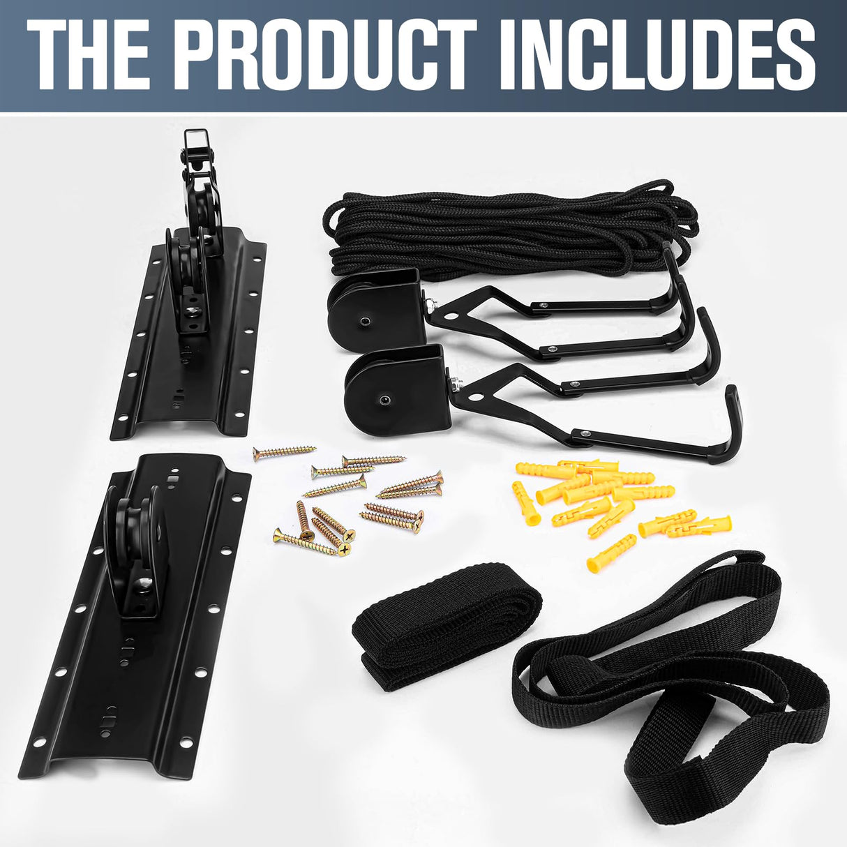 LIYYOO Garage Pulley Lift System, Ceiling Storage Hoist, For Cargo Box/Kayak/Bike/Ladders,Heavy Duty Holds 100 lbs, Fits 8-10 ft Tall Garage Ceilings LIYYOO