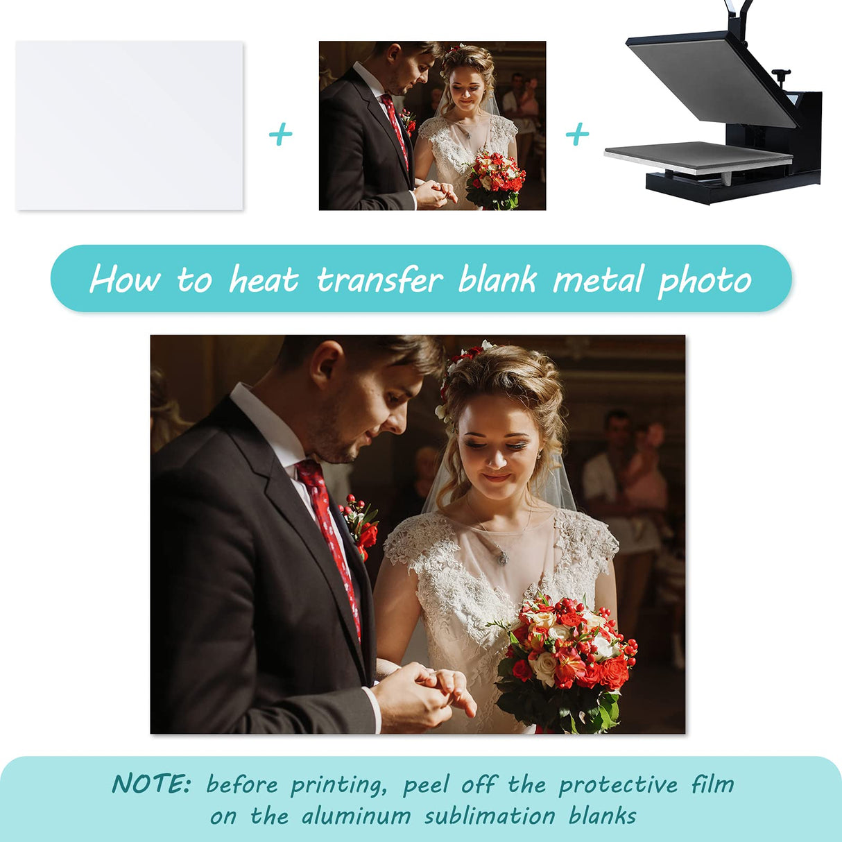 Hotop 8 Pieces Sublimation Aluminum Photo Sign Metal Blank Photo Board Sublimation Picture Panel Wall Art Aluminum Plate for Wedding DIY Printing Bedroom Living Room, White(8 x 10 Inch) Hotop