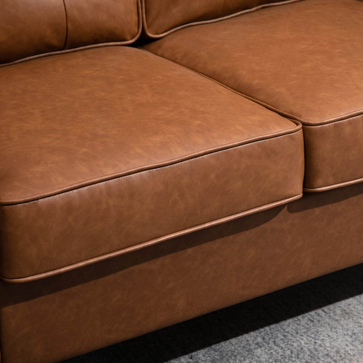 HOMCOM 51" Wide Loveseat with Armrest, 2-Seater Tufted PU Leather Double Sofa, Brown Aosom