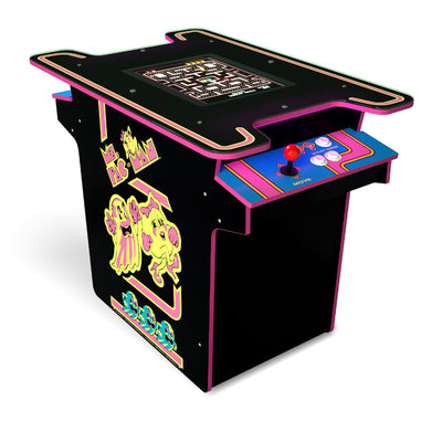 Arcade1Up Ms. PAC-MAN Head-to-Head Arcade Table with 12 Games, Multiplayer Control Panel, and 17-Inch Color LCD Screen, Black Series Edition
