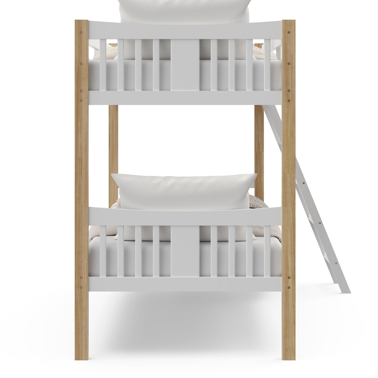 Storkcraft Caribou Bunk Bed Twin Over Twin Bunk Bed (White with Natural) - GREENGUARD Gold Certified, Converts to 2 Individual Beds STORKCRAFT