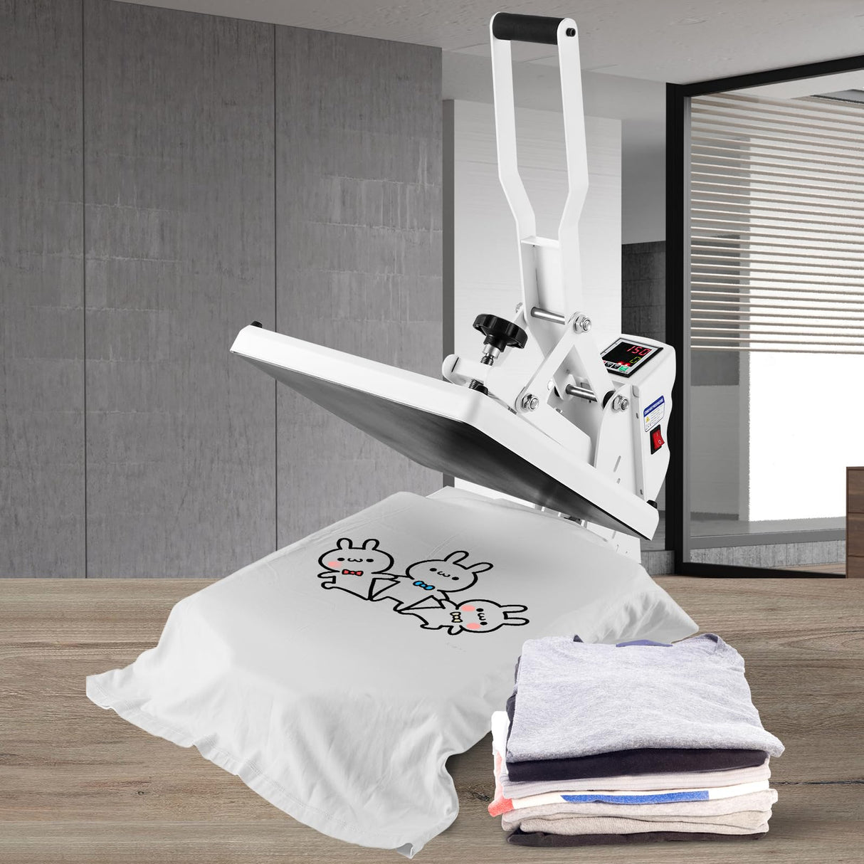 VEVOR Heat Press, 15"x15" T-Shirt Press Machine with Quick Heat-Up, Digital Power Industrial Sublimation for Vinyl Transfer, Efficient High Pressure Device, White VEVOR