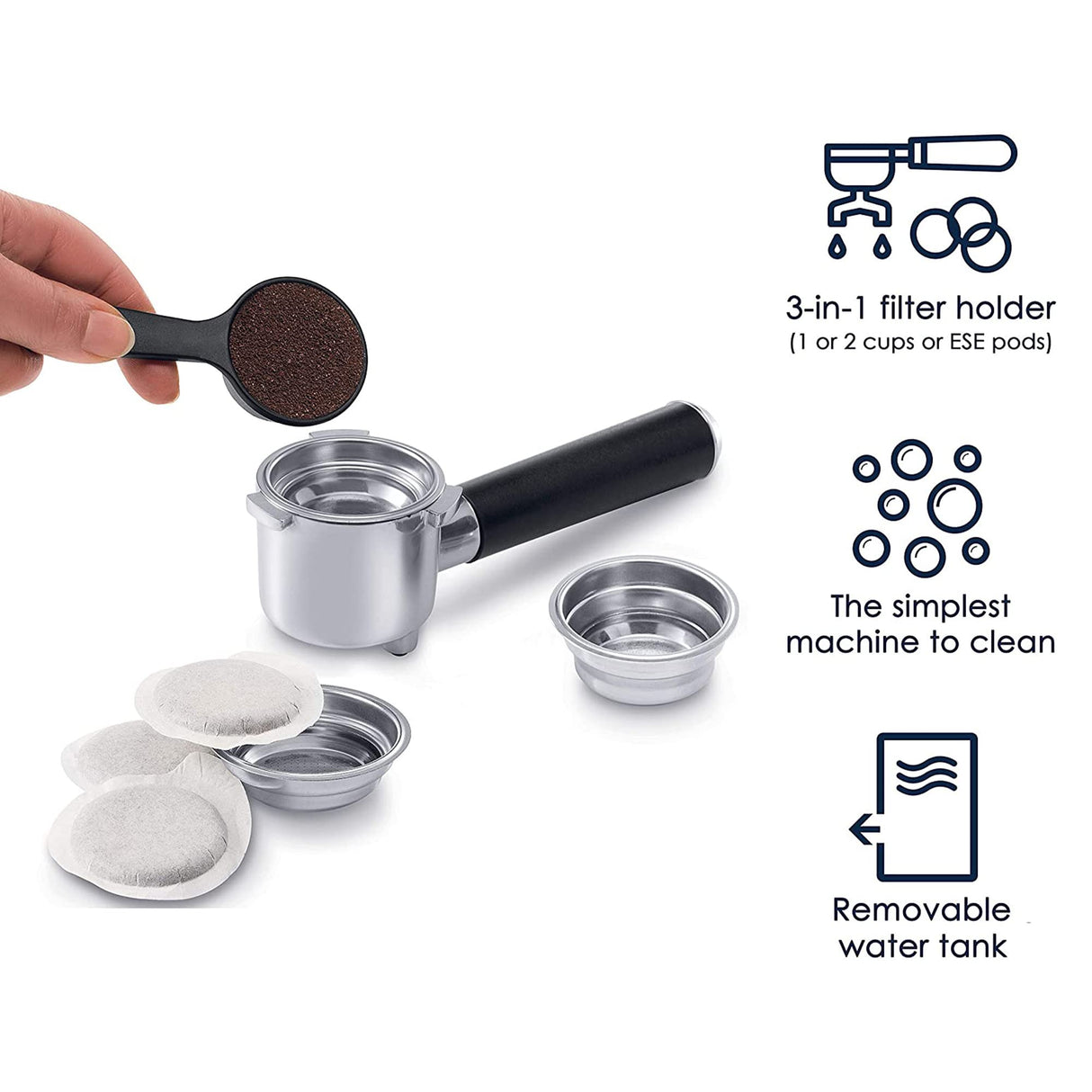 De'Longhi 15-Bar Pump Espresso Machine with Manual Milk Frother for Latte, Cappuccino, Black, ECP3420 De'Longhi