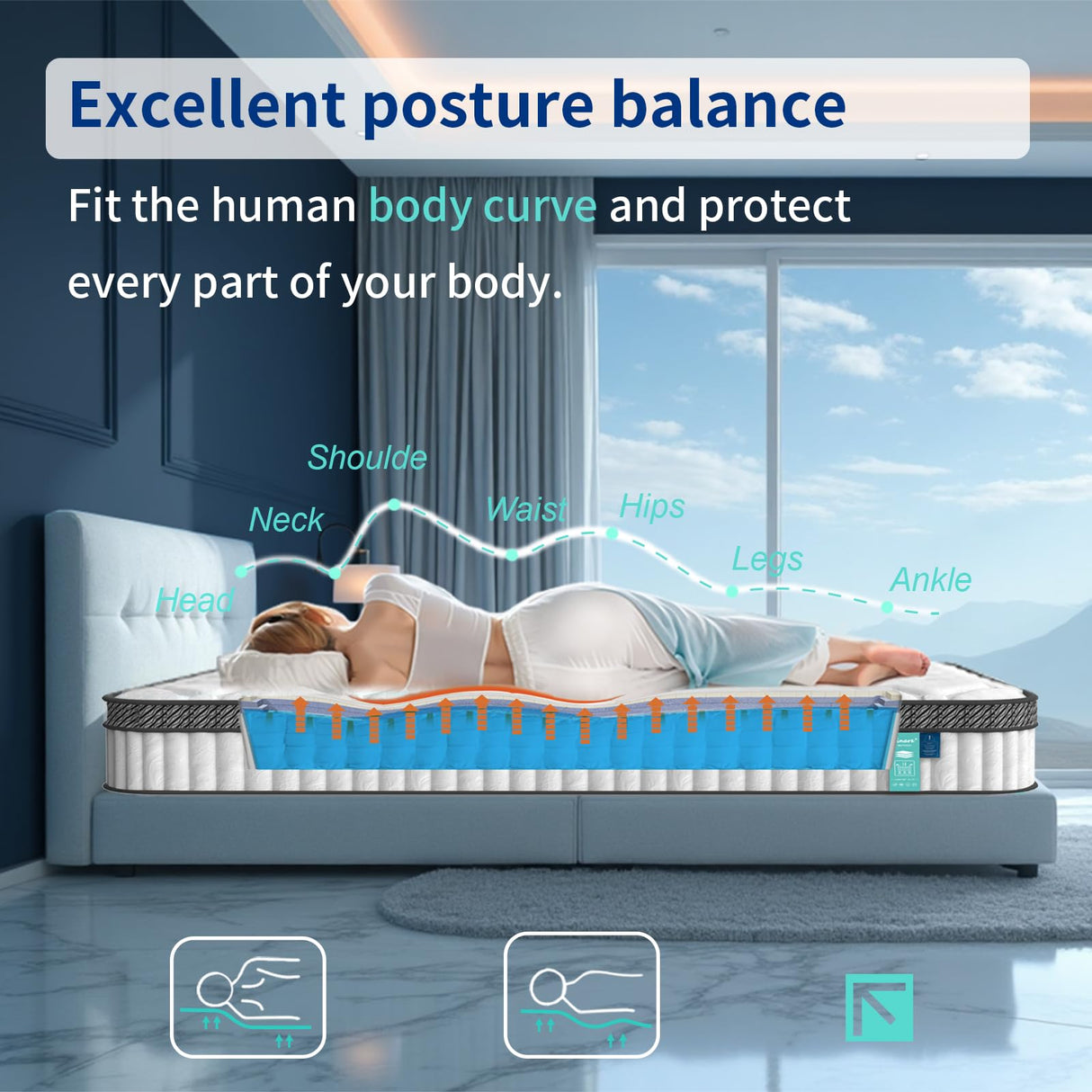 12 inch King Mattress, Hybrid Memory Foam and Pocket Spring, Motion Isolation, Medium Firm,Edge Support, Soft Touch, Cool and Breathable,Comfortable Mattress in a Box Ninare