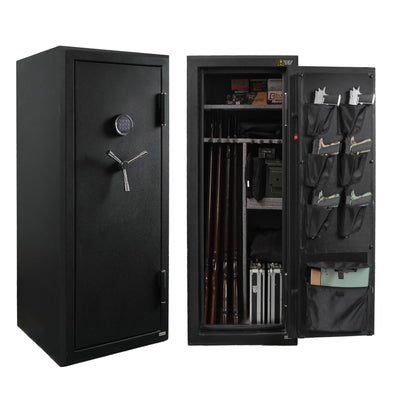 XPEDITION 24 Gun Fireproof Safe for Rifles and Pistols,Gun Cabinet with Keypad/Key Access, Fire and Water Safe with Combination Lock,Gun Safes for Rifles and Shotguns (24 gun safe)