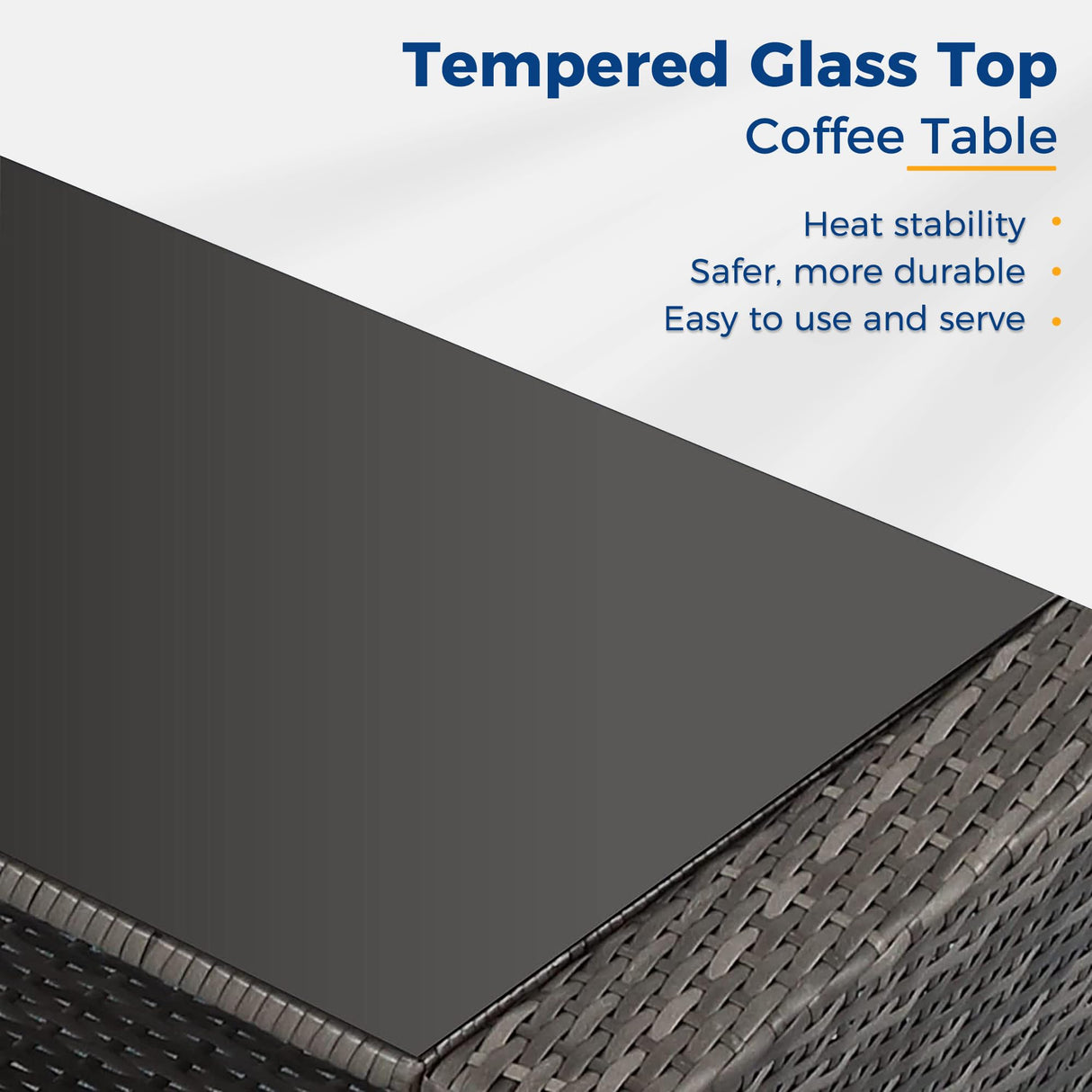 Wisteria Lane 4 Piece Outdoor Patio Furniture Sets, Wicker Conversation Set for Porch Deck, Grey Rattan Sofa Chair with Cushion (Blue Wisteria Lane