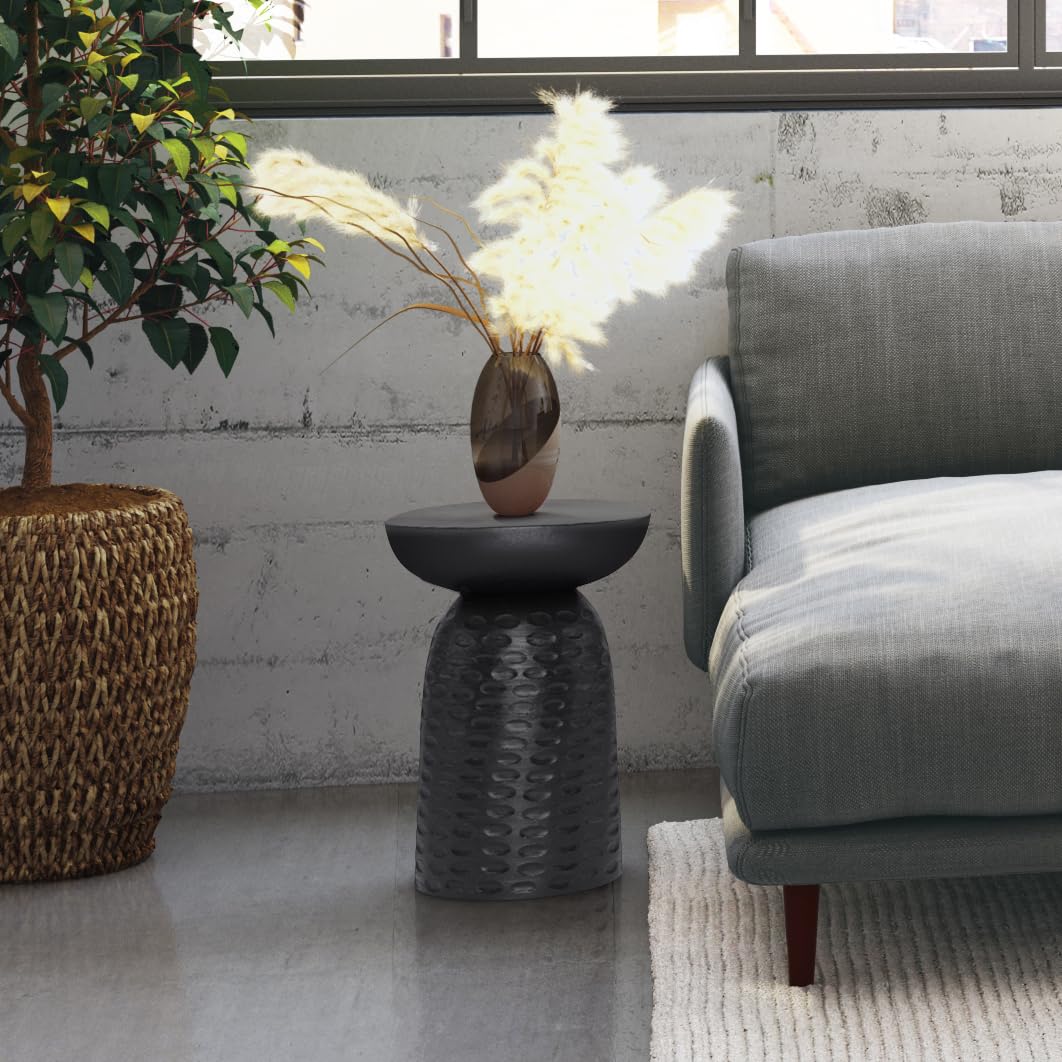 SIMPLIHOME Boyd SOLID MANGO WOOD 13 inch Wide Round Contemporary Wooden Accent Table in Black, Fully Assembled, for the Living Room and Bedroom SIMPLIHOME