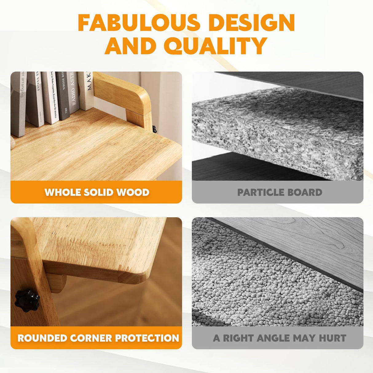 Solid Wood Folding Desk Mid Century Modern Desk, 47'' Foldable Writing Computer Desk for Home Office, Simple Study Makeup Workstation, Wooden Study Office Desk Table for Small Spaces, Natural Color Fetuero