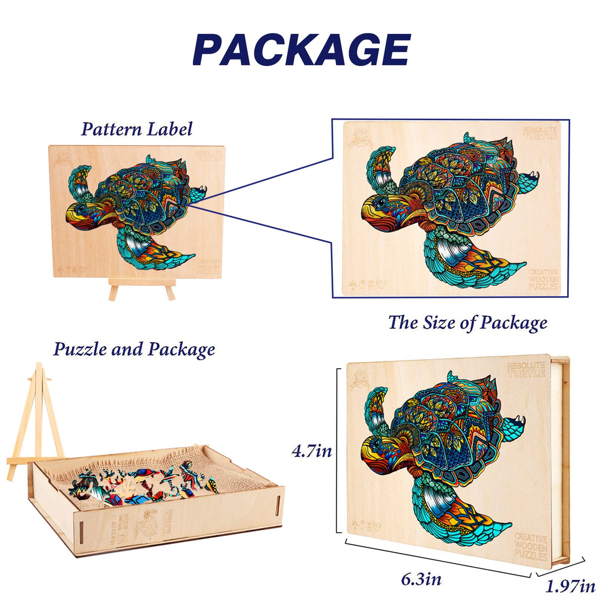 Jigfoxy Wooden Puzzles for Adults, Sea Turtle Wooden Jigsaw Puzzles for Adults Kids, Unique Animal Shape Wood Cut Puzzles, Christmas Thanksgiving Gifts for Friend Turtle Lover (L-14.9*12.6in-301pcs) Jigfoxy