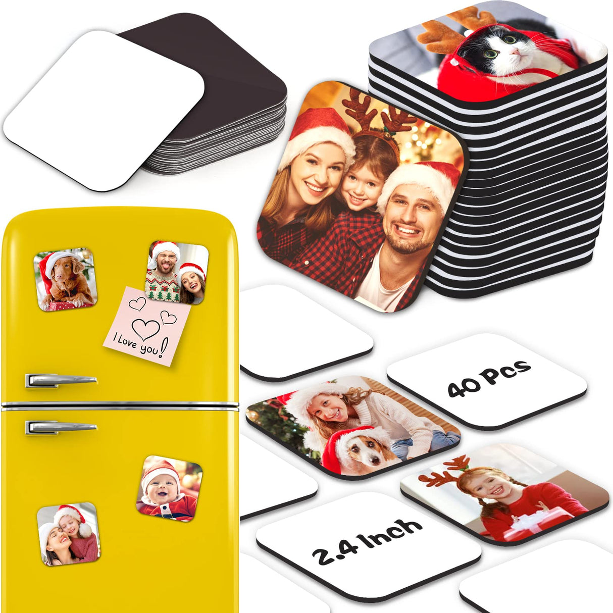 Sublimation Magnet Blanks, Personalized Sublimation Blanks Bulk with 20 PCS Larger Square Blanks, 20 PCS Fridge Magnets for Custom Refrigerator Oven Dรฉcor Office Calendar DIY Crafts (6 x 6 cm) Cruzix