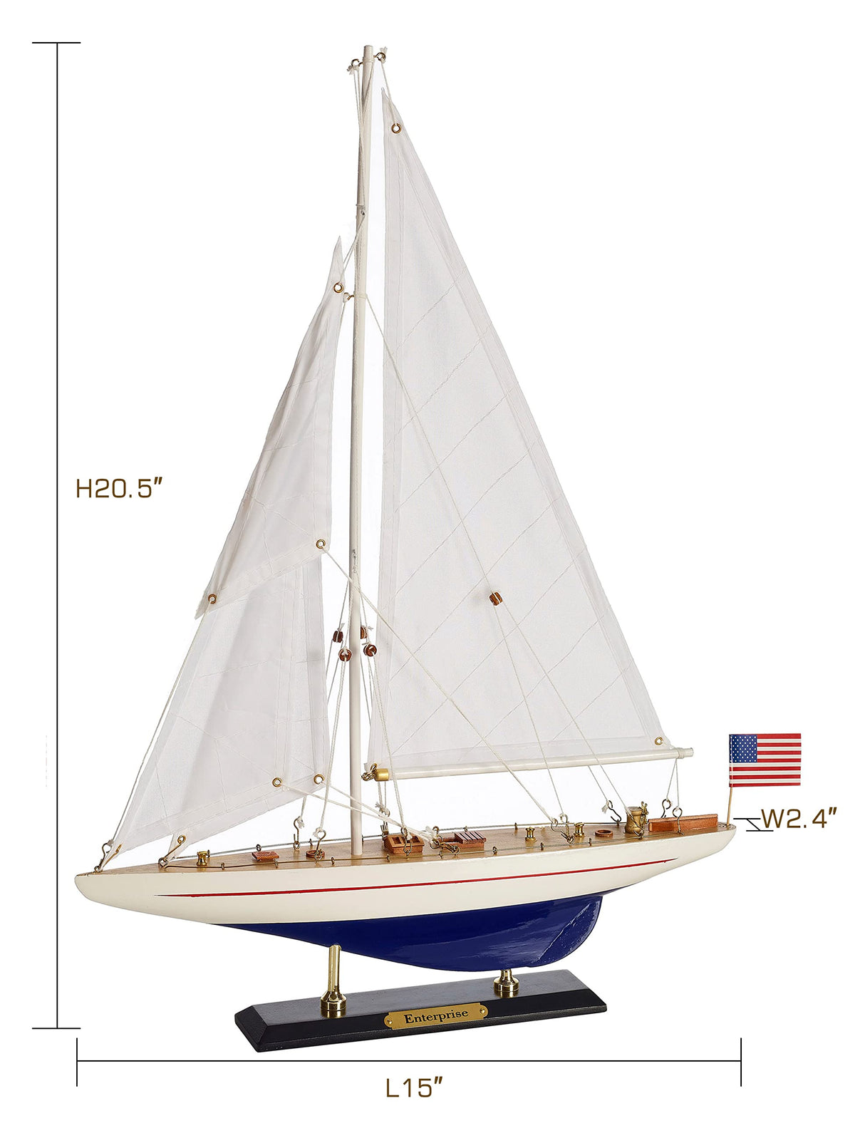 SAILINGSTORY Wooden Sailboat Model Ship Sailboat Decor Yacht Enterprise 1/100 Scale 1930 America's Cup Replica HOME DECOR SAILINGSTORY