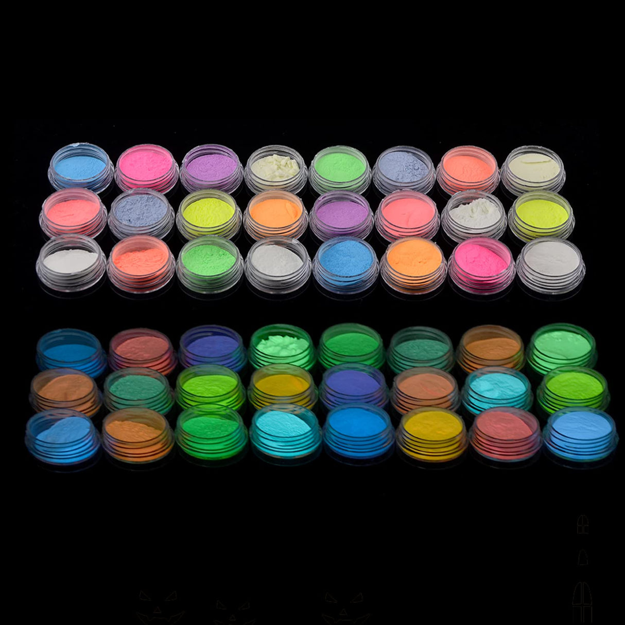 BAIYIYI Glow in The Dark Powder,Pack of 24 Luminous Pigment Powder Night Fluorescent UV Neon Color Changing Pigment Dust for DIY Nail Art Slime Resin Acrylic Paint Ink Non-Toxic BAIYIYI