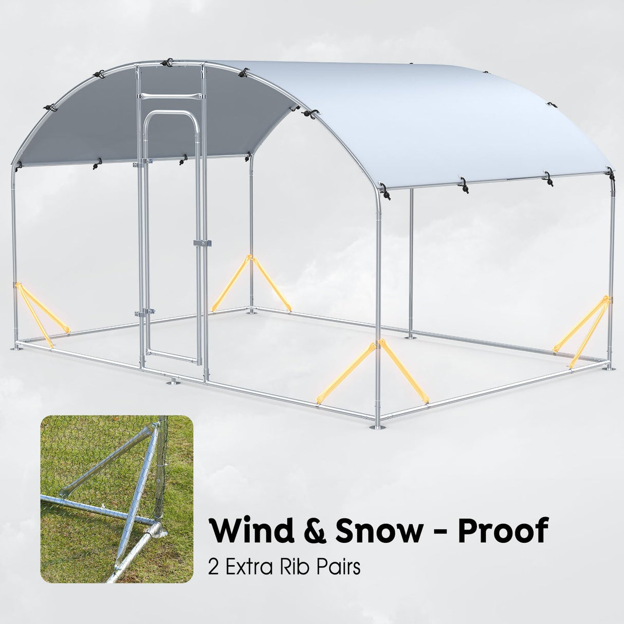 Veehoo Large Metal Chicken Coop for 6-10 Chickens, Walk-in Chicken Run Outdoor Duck Pens Rabbit Cage with Water-Resident and Anti-UV Cover for Outside,Backyard and Farm, 6.5' L x 9.8' W x 6.5' H Veehoo