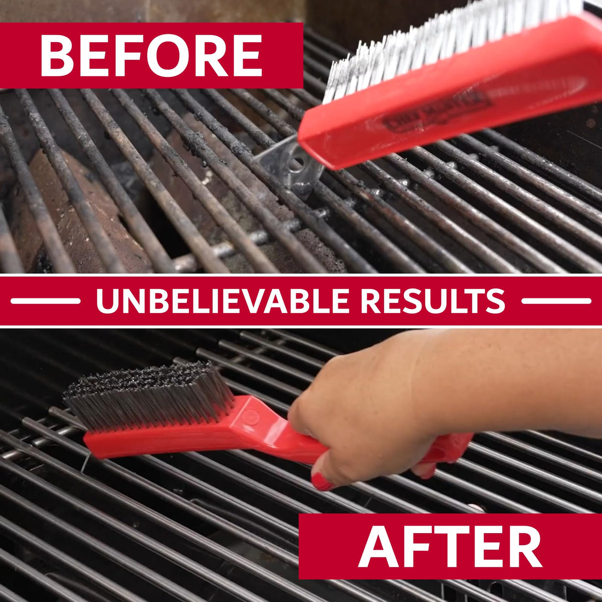 Chef Master Grill Brush & Scraper, Heavy Duty Plastic Handheld Grill Cleaning Brush, Scraper Head with Tough Wire Bristles Grill Brush for Grill Grates, Outdoor BBQ Grill & Grilling Accesories - 90044 Chef Master