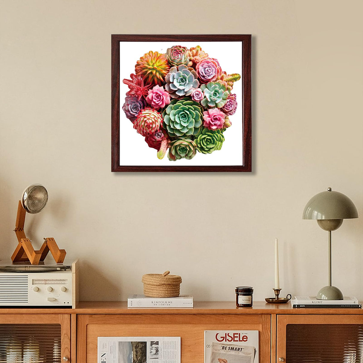 delobil Succulent Bouquet Wooden Puzzles for Adults, 200 Pieces Mandala Round Jigsaw Puzzles, Medium Size Unique Shaped Liberty Wood Puzzle Gift for Kids, Family Game 11.3'' x 10.5'' delobil