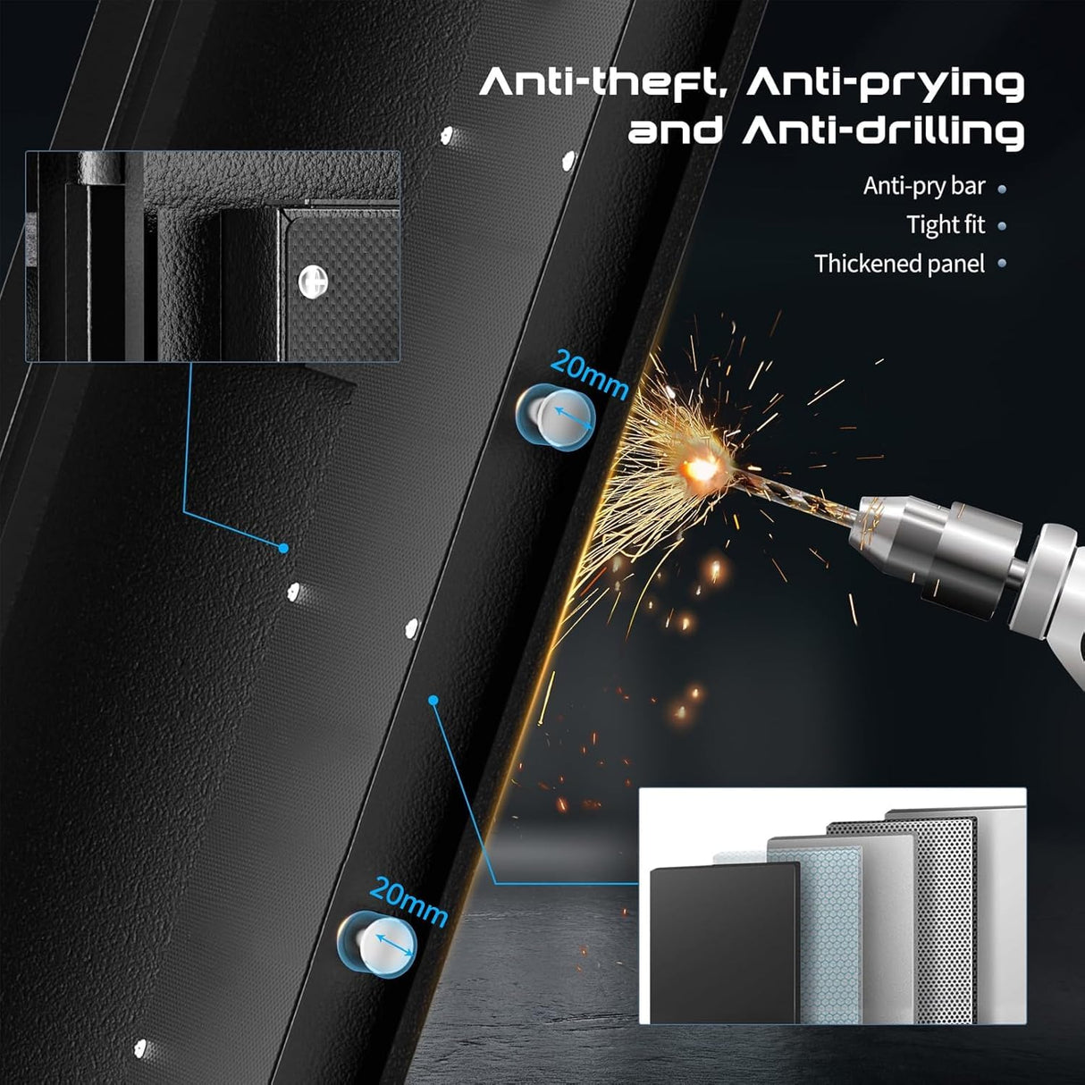 Marcree Gun Safe with Drawer, Rifle Safes for Home, Rifle Cabinet with Alarm System,Metal Gun Cabinets for Rifles and Pistols, Long Gun Safe with Two Movable Gun Racks, Digital Lock Marcree