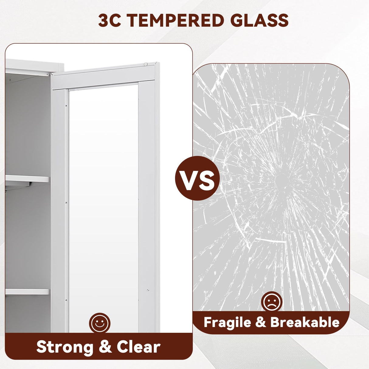 Kubohogar Display Cabinet with Glass Doors,71" Metal Curio Cabinets with 4 Adjustable Shelves, 5 Tier Display Case for Collectibles, Metal Storage Cabinet, White Kubohogar