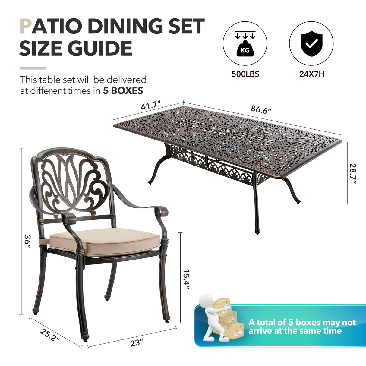๐๐ถ๐น๐ถ๐๐บ๐ฎ๐ถ๐น ๐ ๐๐ข๐๐๐ Outdoor Dining Set Cast Aluminum Retro Patio Dining Set for 8 Includes 86.6โโ Rectangular Table and 8 Chairs with Cushion and Umbrella Hole for Patio Deck Garden Ailismail