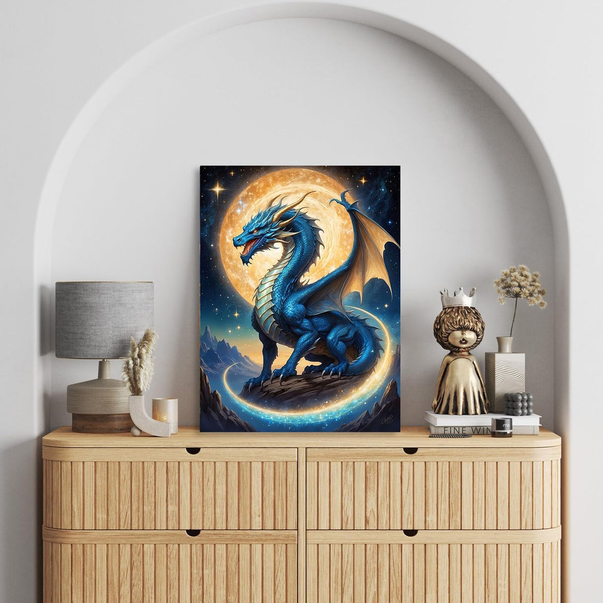 Ekuxom Dragon Diamond Art Kits for Adults, 5D Moonlight Diamond Painting Kits for Adults, DIY Full Round Drill Diamond Dot Gem Art for Craft Home Wall Decor Gift 12x16 inch Ekuxom