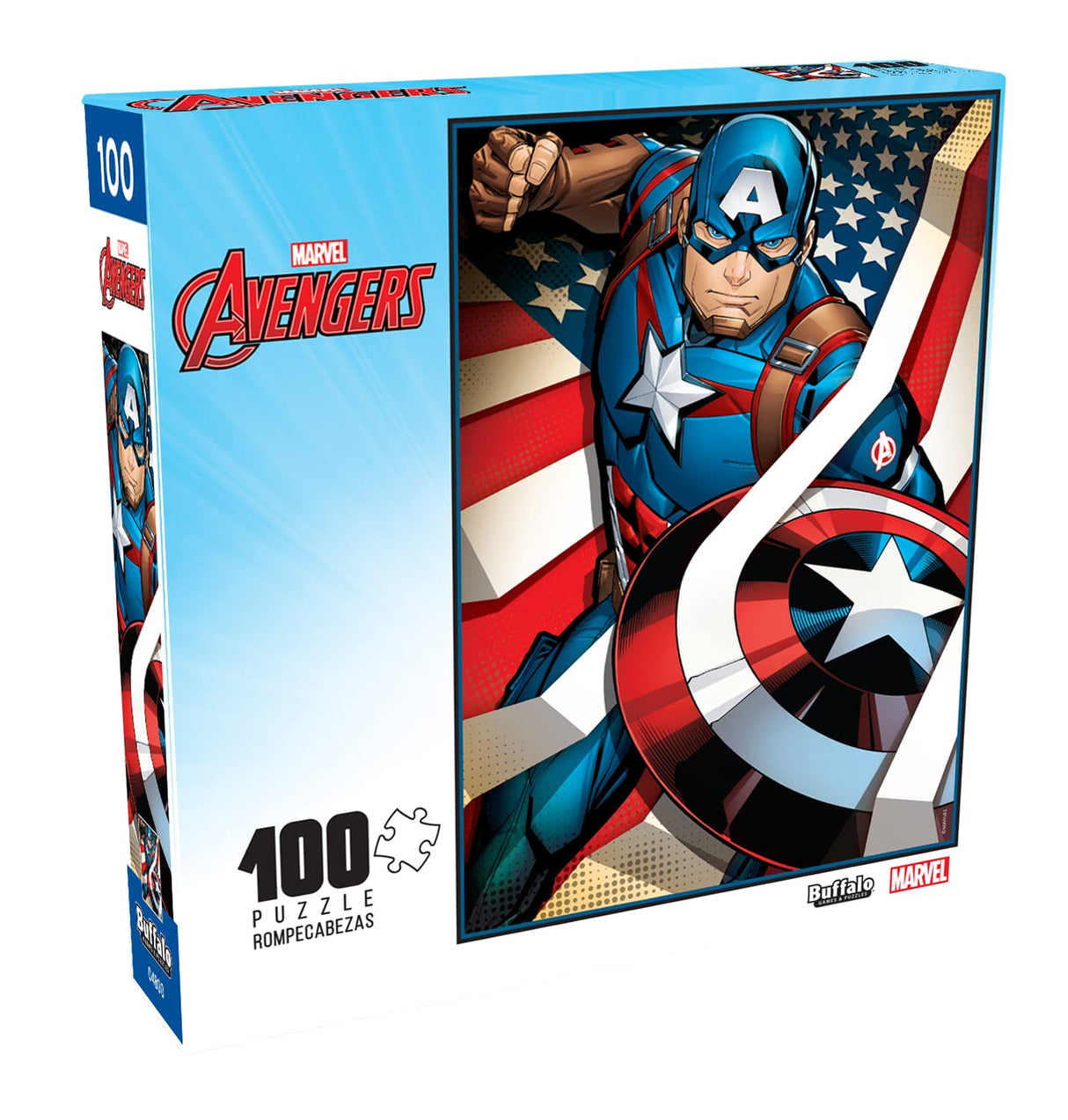 Buffalo Games - Marvel - Captain America: The First Avenger - 100 Piece Jigsaw Puzzle for Families -Challenging Puzzle Perfect for Game Nights - Finished Size is 15.00 x 11.00 Buffalo Games
