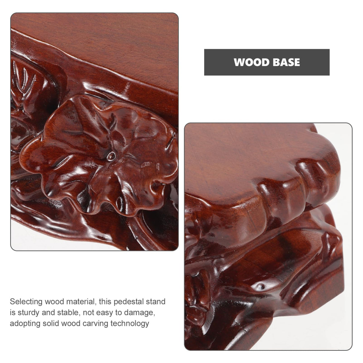 BUTIFULSIC buddhist gardening decorative wood pedestal Buddha statue base wood decor wood base small pedestal stand wood risers for display Groovable decorate counter vase holder BUTIFULSIC