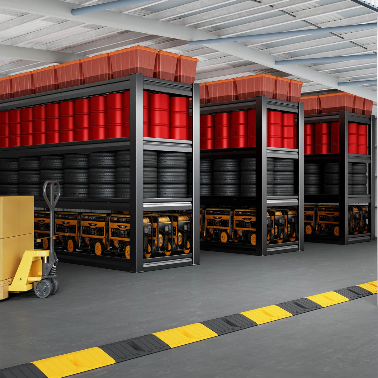 SKZNSA 68" Wide Heavy Duty Garage Shelving Units, 4-Tier Deep Storage Shelves,Black Metal Garage Shelves,Steel Shelf,Large Storage Rack,Industrial Shelving for Shop, 68" W x 24" D x 68" H SKZNSA