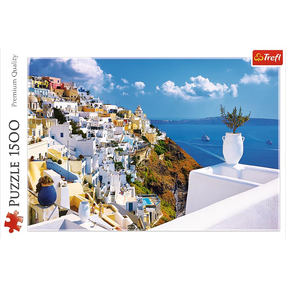 Trefl Santorini, Greece 1500 Piece Jigsaw Puzzle Red 33"x 23" Print, DIY Puzzle, Creative Fun, Classic Puzzle for Adults and Children from 12 Years Old Trefl