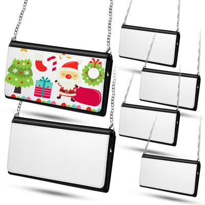LEIFIDE Sublimation Blank Wallet for Women Heat Transfer DIY Pattern White 5 Mezzanine Purse Makeup Bag with Chain(3 Pcs)