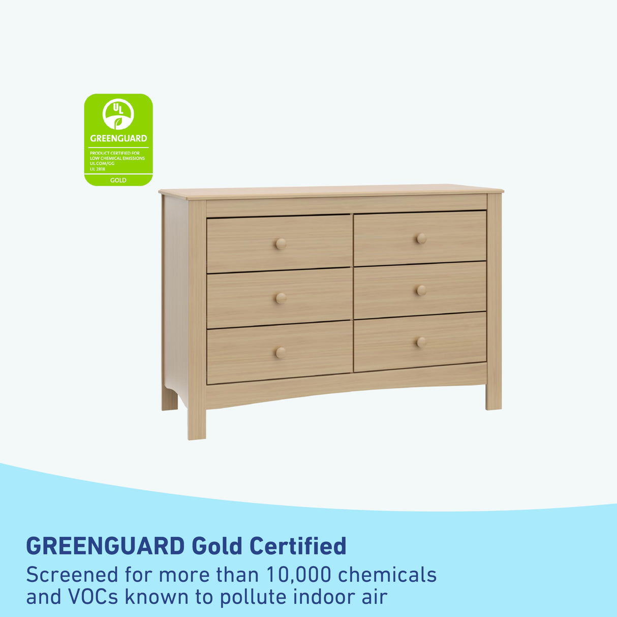 Graco Noah 6-Drawer Dresser (Driftwood) – GREENGUARD Gold Certified, Wood Dresser for Bedroom, Kids & Nursery Storage Chest, Safety Interlocking Drawers, Pre-Installed Tracks, Kids Chest Graco