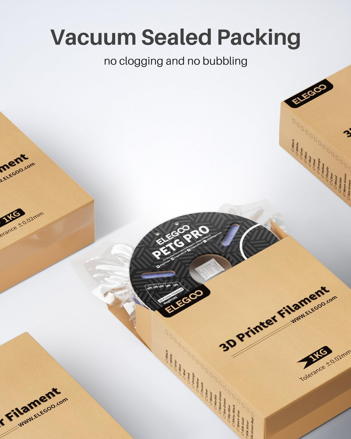 ELEGOO PETG PRO Filament 1.75mm Bundle 4KG, Strong 3D Printer Filament Dimensional Accuracy +/- 0.02 mm, 1kg Cardboard Spool(2.2lbs) for Most FDM 3D Printers(Black, White, Blue, Red) ELEGOO